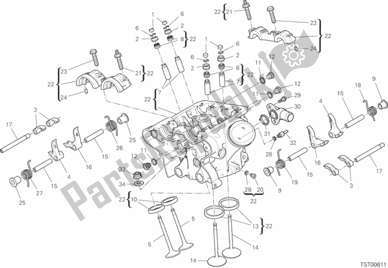 Alle onderdelen voor de Verticale Cilinderkop van de Ducati Multistrada 1260 Touring USA 2020